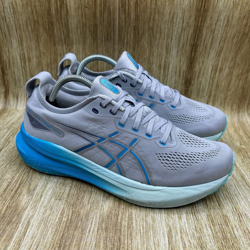 Asics Women's Light Gray and Aqua Athletic Running Shoes